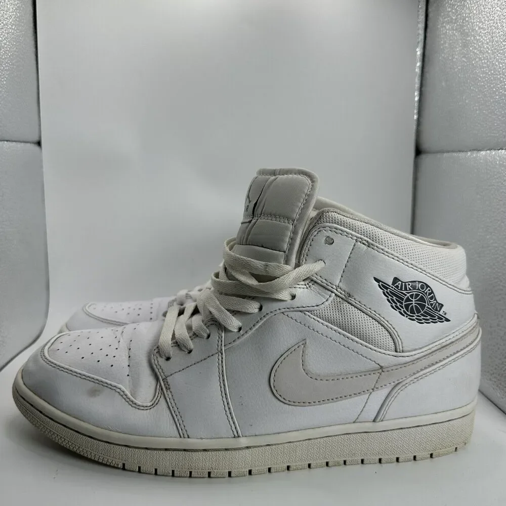 Nike Air Jordan Shoes‎ Mens Size 11.5 Triple White Mid High Sneakers Basketball